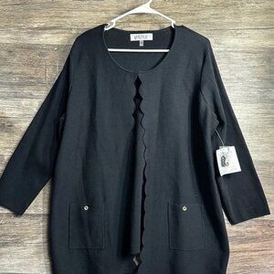 Kasper Elegant Black Scalloped Edge Cardigan NWOT